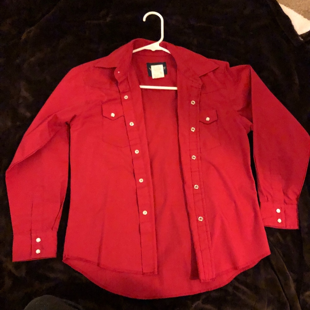 Wrangler Kids Red Long Sleeve Button Shirt